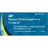 PREVNAR 20 PCV20 pneumococcal 20-valent vaccine, single 0.5 mL prefilled syringe, NDC 0005-2000-02