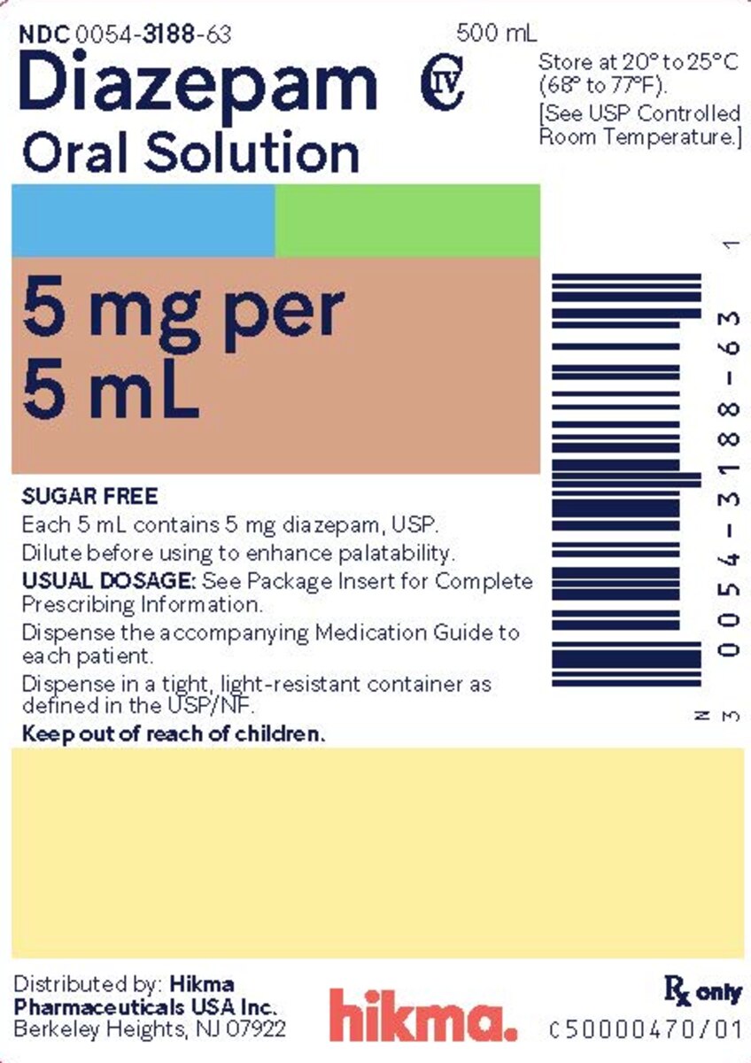 Diazepam 5 mg/5 mL Oral Solution, 500 mL Bottle