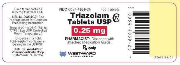 Triazolam 0.25 mg Tablets, 100