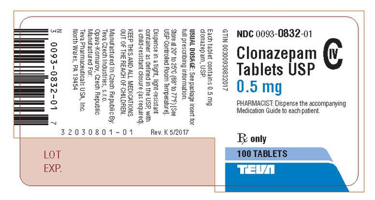 CLONAZEPAM 0.5MG TAB 100