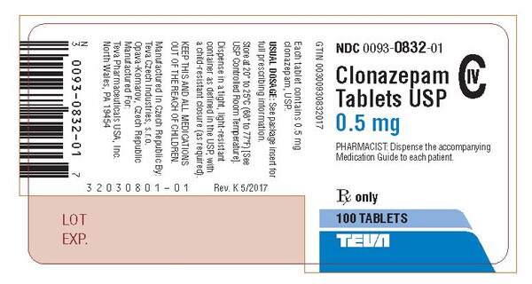 CLONAZEPAM 0.5MG TAB 100