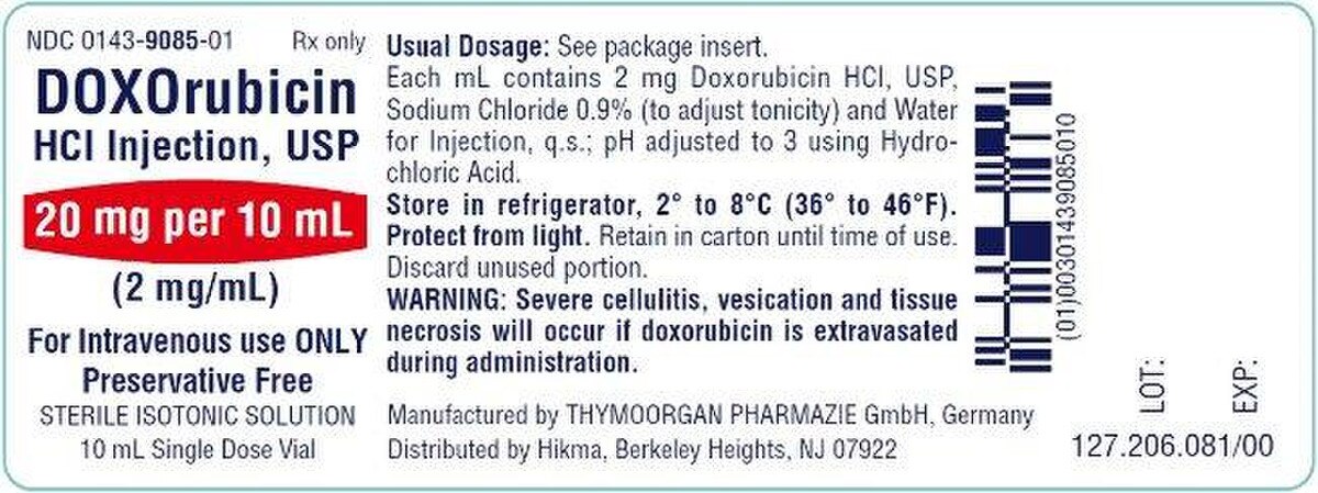 DOXORUBICIN HCL 20MG SDV 10ML