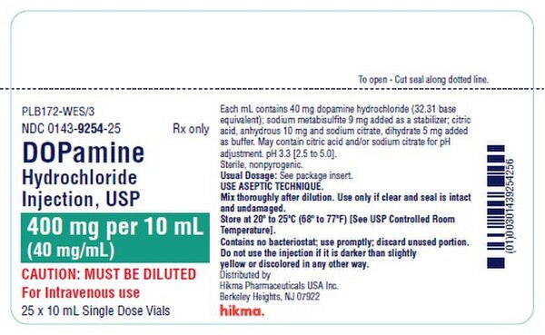 DOPAMINE HCL 400MG SDV 25X10ML