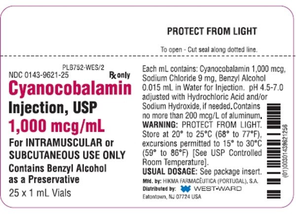 CYANOCOBALAMIN INJ 1000MCG VL 25X1ML