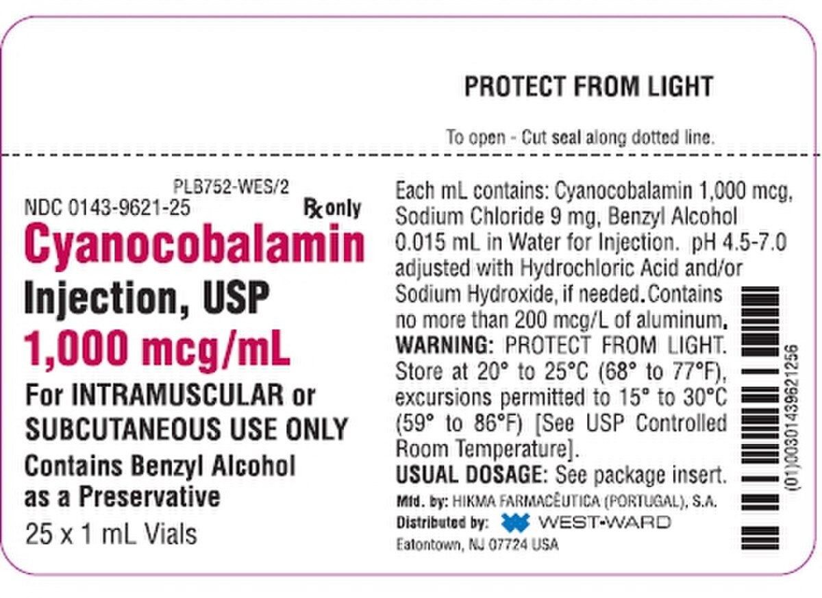 CYANOCOBALAMIN INJ 1000MCG VL 25X1ML