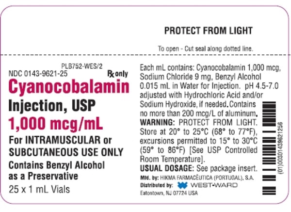 CYANOCOBALAMIN INJ 1000MCG VL 25X1ML