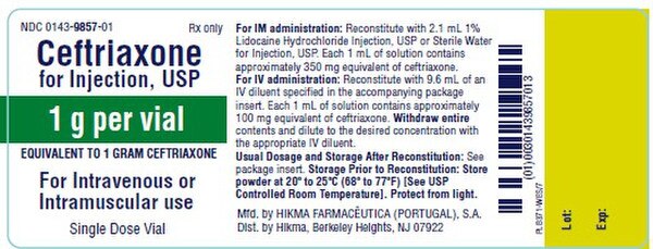 Ceftriaxone 1GM 00143-9857-25