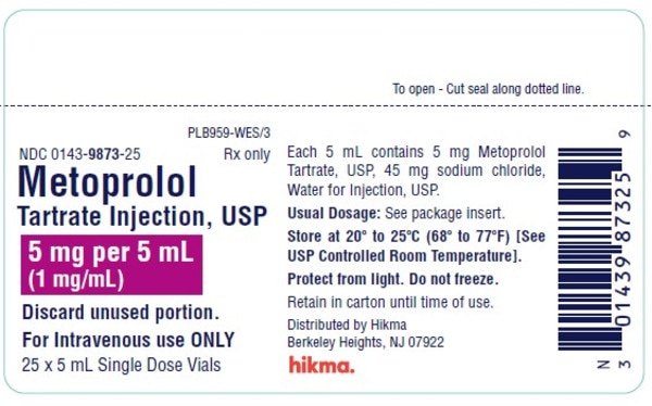 METOPROLOL TARTRATE INJ 5MG VL 25X5ML