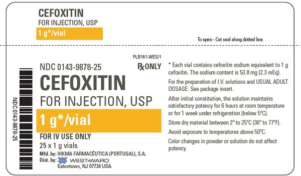Cefoxitin 1 g Intravenous Powder for Injection, 25 Vials/Pack