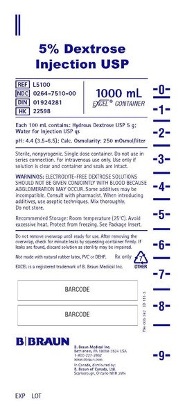 DEXTROSE-WATER 5% BAG 12X1000ML