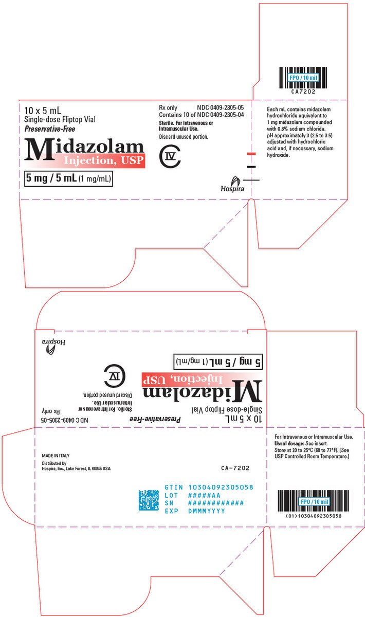 MIDAZOLAM INJ 1 MG/ML 10X5ML VL