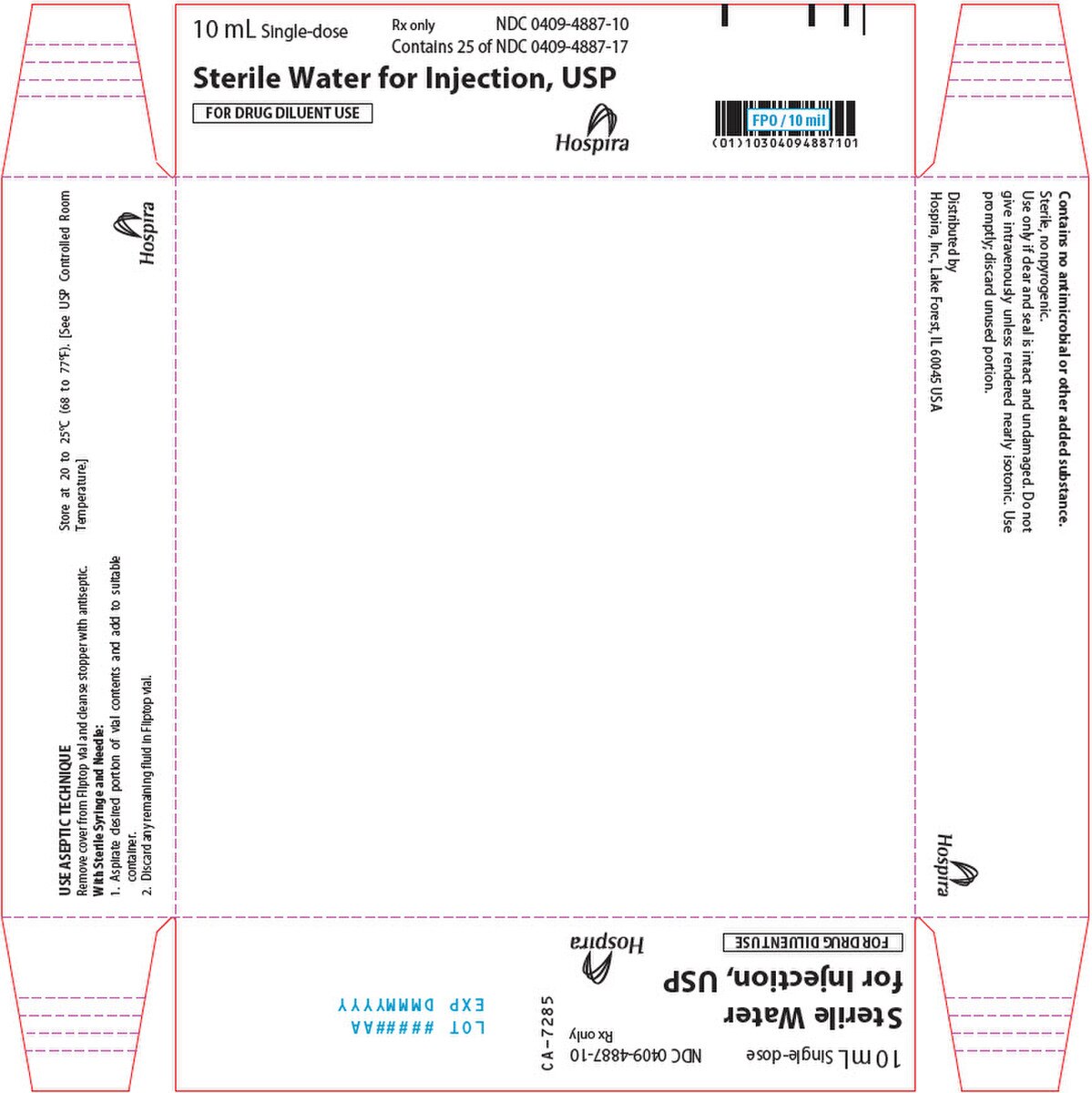 STERILE WATER FOR INJECTION FTV 25X10ML