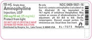 Aminophylline Injection 250 mg per 10 mL single-dose vial, NDC 00409-5921-16