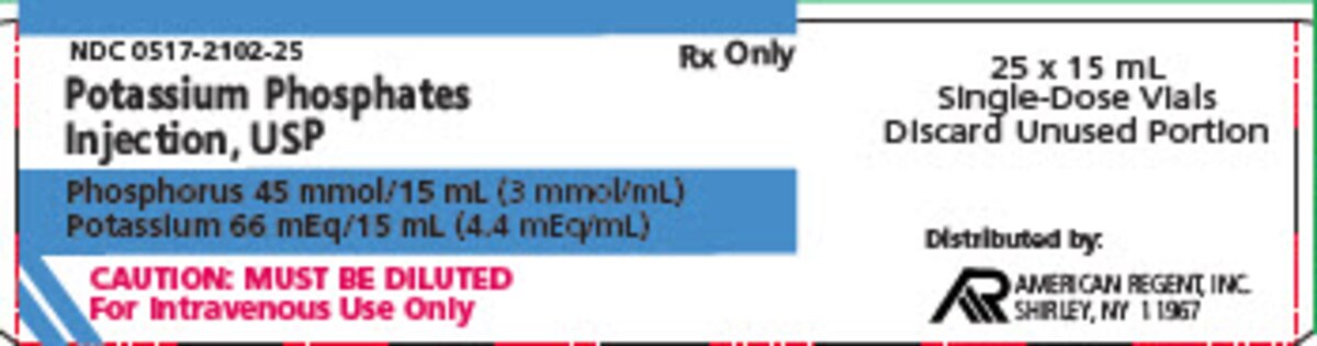 Potassium Phosphates 45 mmol/66 mEq Injection, 15 mL Vial, 25 Vials/Pack