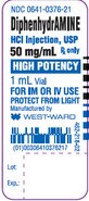 Diphenhydramine Hydrochloride Injection 50 mg per mL 1 mL vial, NDC 00641-0376-21