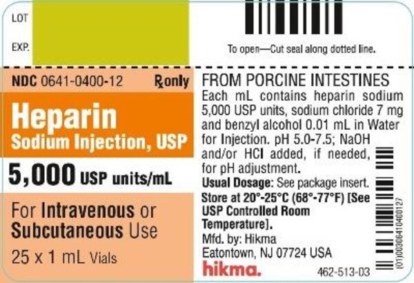 HEPARIN SOD 5000U/ML VL 25X1ML