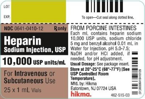 HEPARIN SOD 10MU-ML VL 25X1ML