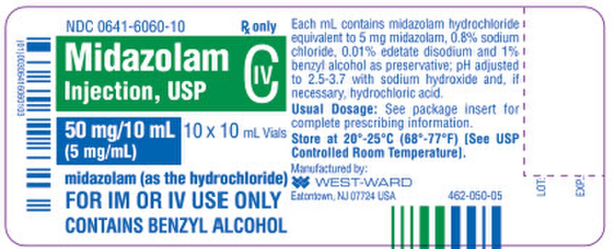 Hikma midazolam 5 mg/mL, 10 x 10 mL