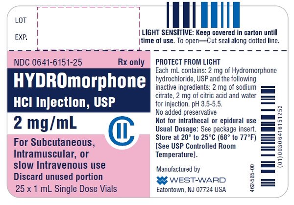 HYDROMORPHONE HCL 2MG SDV 25X1ML