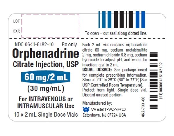 ORPHENADRINE CITRATE 60MG SDV 10X2ML