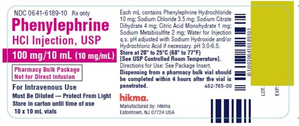 PHENYLEPHRINE HCL 100MG VL 10X10ML