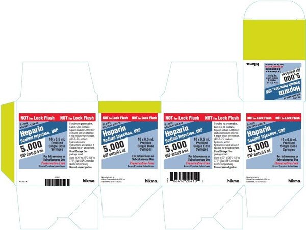 HEPARIN SOD 5000UN PFS 10X0.5ML