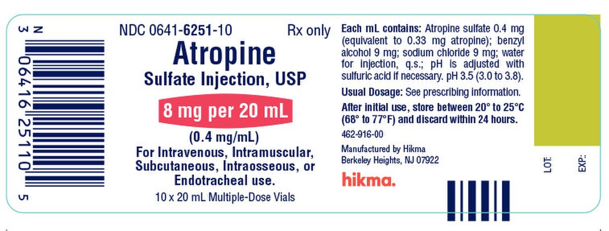 Atropine Sulfate 8MG 00641-6251-10