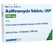 Azithromycin — 250MG, Film-coated tablet, carton of 6 tablets