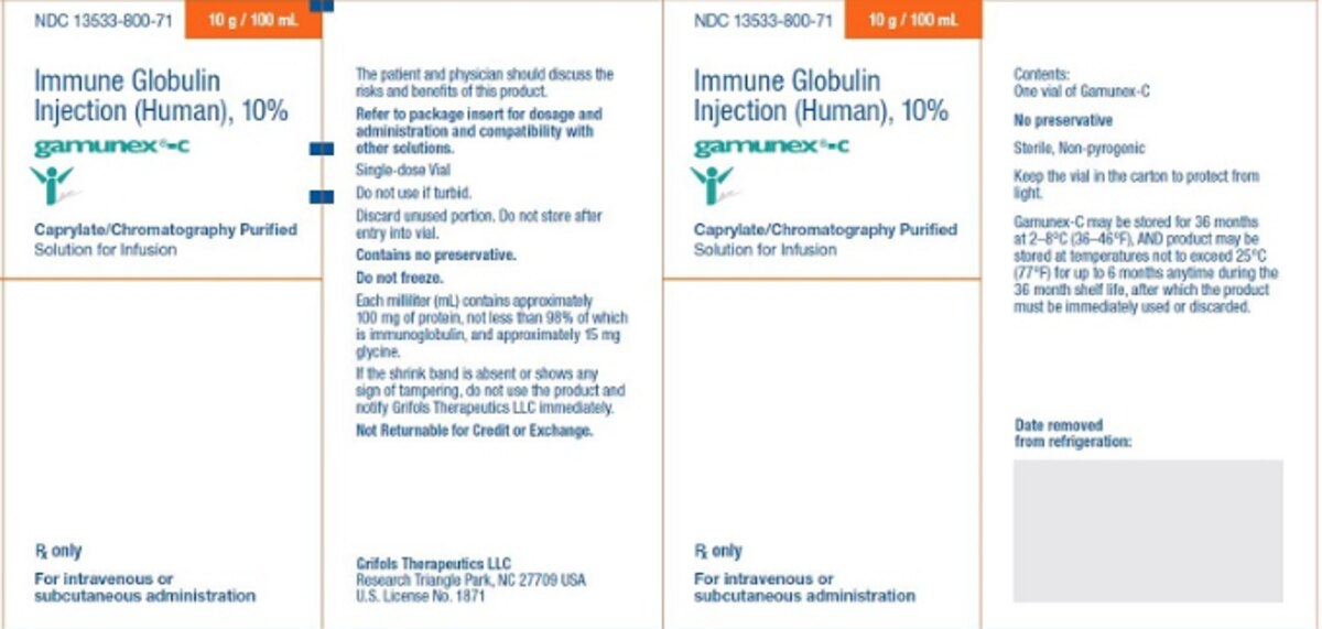 Gamunex-C 10% Injection, 100 mL Vial