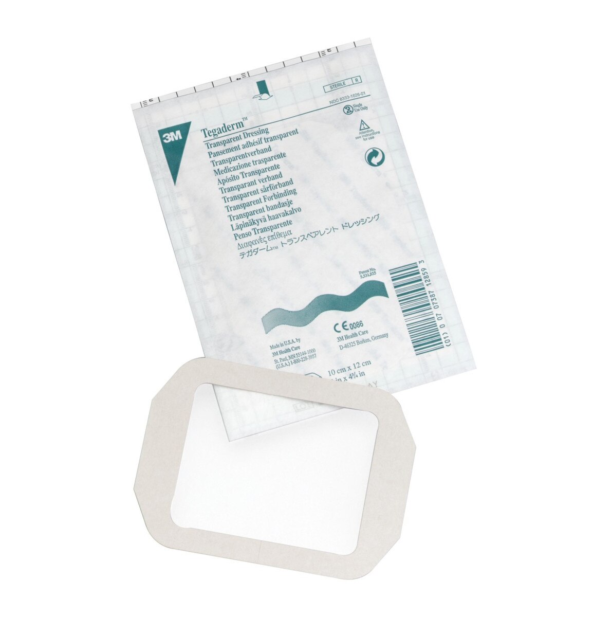 3M Tegaderm Transparent Film Dressing, Frame Style 1626, 4 in × 4-3/4 in, 50-count box