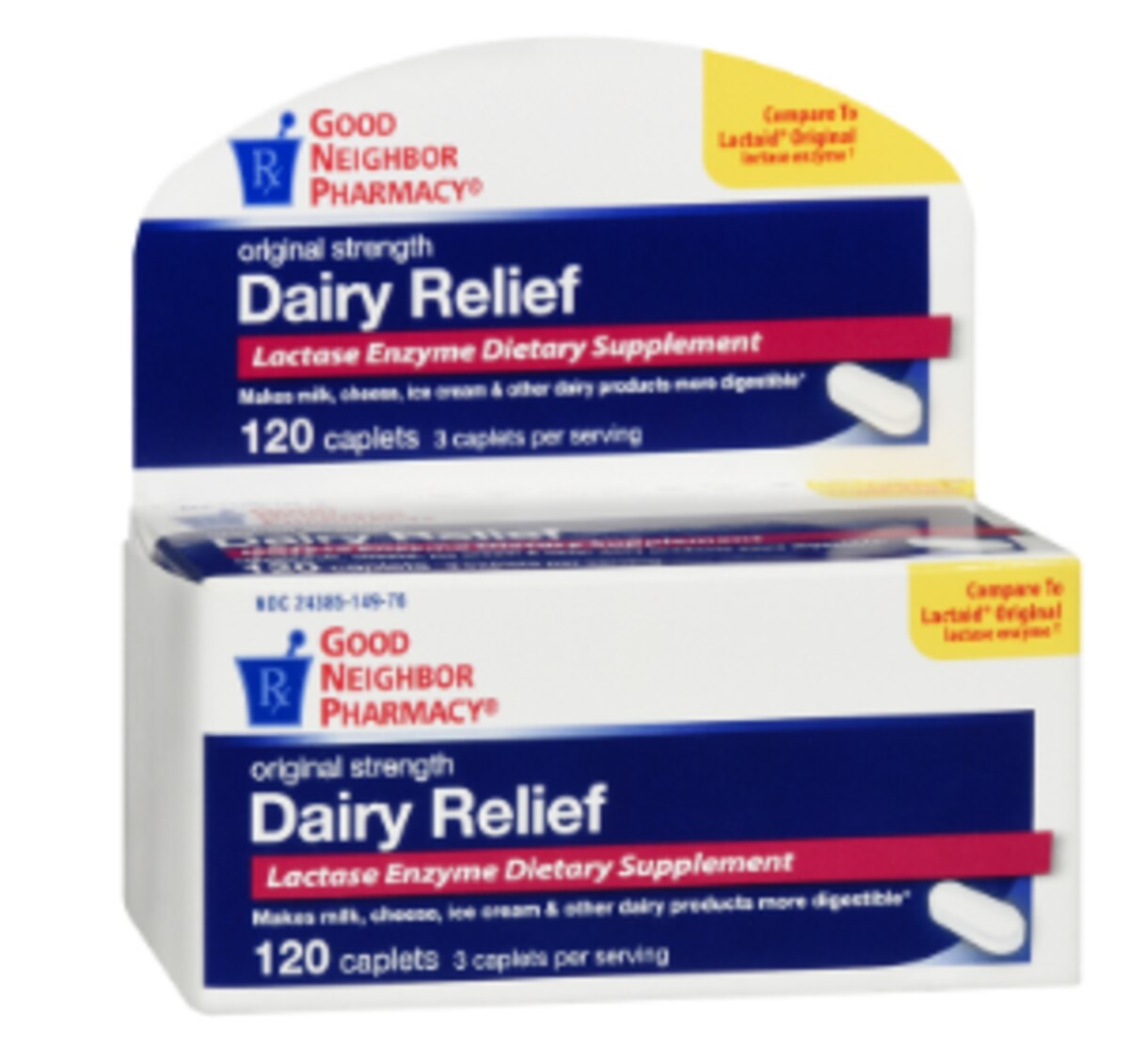 GNP Dairy Relief 3,000 Units Lactase Caplets, 120 Caplets/Bottle
