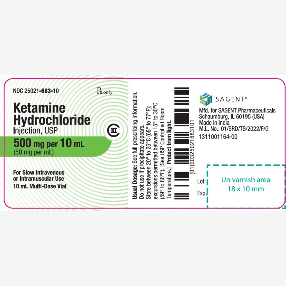 Sagent ketamine 50mg/mL 10x10mL