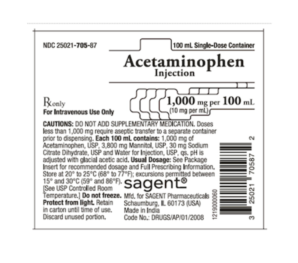 Acetaminophen 1000MG 25021-0705-87