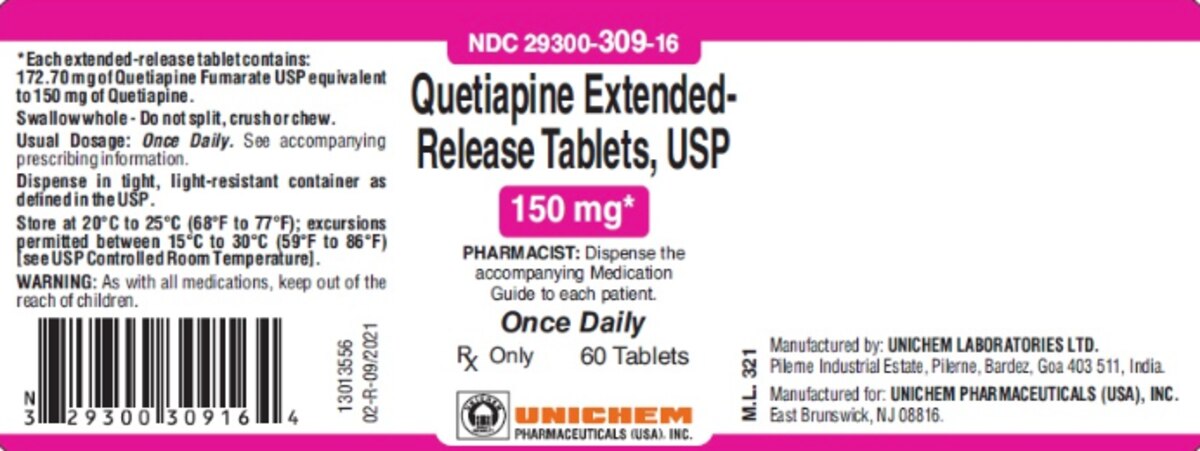 Quetiapine 150MG 29300-0309-16 1/2