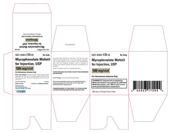 MYCOPHENOLATE MOFETIL 500MG SDV 4