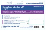 BPI Labs Epinephrine Injection, USP 1 mg/mL in single-use ampules containing 1 mL, carton of 10 ampules, NDC 54288-0103-10 product image
