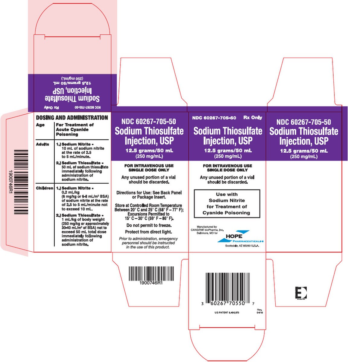 Sodium Thiosulfate 250 mg/mL Injection, 50 mL Single-Dose Vial