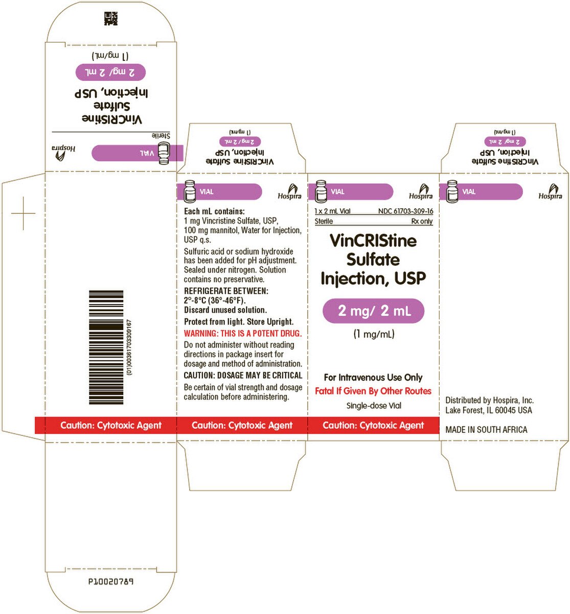 VINCRISTINE 1MG/ML SDV 2ML