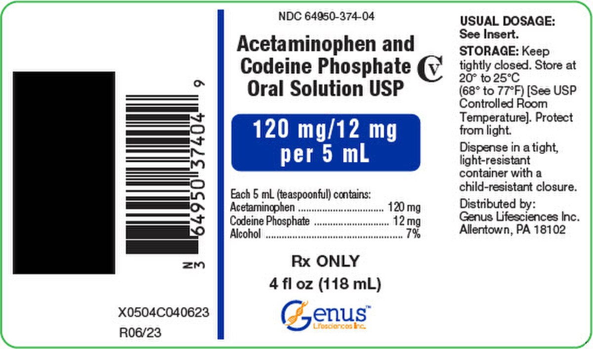 Acetaminophen and Cod 64950-0374-16