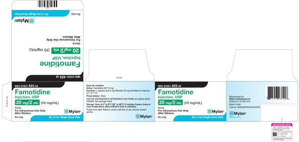 Famotidine 10 mg/mL Injection, 2 mL Vial, 25 Vials/Pack