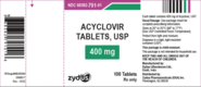 Acyclovir — 400MG, Tablet, bottle of 100 tablets