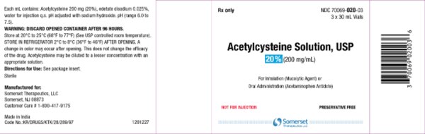 Acetylcysteine 20% Inhalation Solution, 30 mL Vials, 3 Vials/Pack